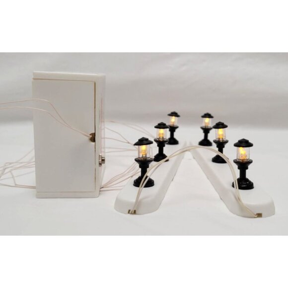 Vintage Dept 56 VILLAGE WALKWAY LIGHTS Set Of 2 - 3 Light Sections #52681 - Picture 7 of 12